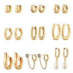 PRICES MAY VARY. ❤ Hoop Earrings: These Small/Medium gold hoop earrings are trendy and easy matched, different designed huggie hoops give you the opportunity to mix and match with other earrings; Also the hoops are trendy and lightweight, which will fit perfectly on your ear. ❤ Never Outdated: Chunky Gold/Silver hoop earrings are never goes out of style, you can match them as you like, and suitable for daily wear and any special occasion. ❤ Perfect Gift: 9 pairs different Creative styles and des Chunky Hoop Earrings, Open Hoop Earrings, Fancy Gifts, Crystal Dangle Earrings, Hoop Earring Sets, Beaded Hoop Earrings, Beaded Hoops, Huggie Hoop Earrings, Pearl Stud Earrings