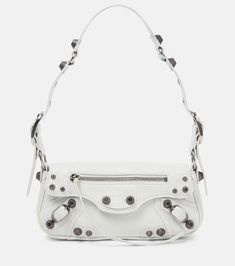 Le Cagole XS leather shoulder bag in white - Balenciaga | Mytheresa White Balenciaga, Designer Shopping, Balenciaga Logo, Cute Prom Dresses, Balenciaga Bag, White Bag, Fashion Designer, Luxury Branding, Leather Shoulder Bag