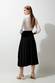 Tailored Buckle Detail Pleated Midi Skirt | Karen Millen Pleated Midi Skirt, Karen Millen, Midi Skirt, Buckle, Skirt