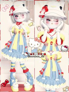 Dti Outfits Character, Dti Game Character, Hello Kitty Dress To Impress, Dti Characters, Harajuku Dress, Hello Kitty Clothes