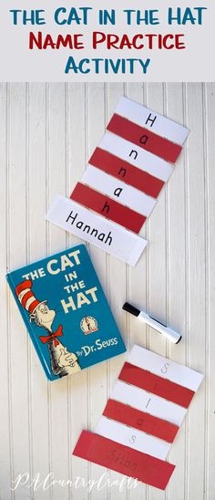 the cat in the hat name practice activity for kids with dr seuss's book