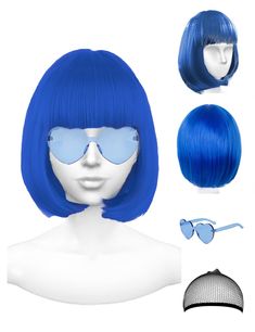 PRICES MAY VARY. Featured Colorful Wigs - you will receive 1 X bob wig + 1 X party glasses in different colors, enough to meet your various needs. These wigs with bangs would make you more eye-catching, we can hardly think of a more moment, wear it on and make a nice pose Premium Material - each colored wig is built around a lightweight and breathable netted cap, no shedding, tangling and odor. Each bachelorette wig is made of great polyethylene fibers, which are soft, durable and reusable Delic Bachelorette Party Wigs, Color Bob Wig, Neon Glasses, Color Bob, Short Black Wigs, Colorful Wigs, Rainbow Wig, Party Wigs, Party Glasses