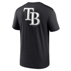 Your love for the Tampa Bay Rays is part of all that you do, so make that fact known with ease by grabbing this Fashion Over Shoulder Logo Legend T-shirt from Nike. It features subtle Tampa Bay Rays graphics printed on the torso and a sizable team logo that spans the whole back. The crew neck and cotton design makes this casual tee the perfect laid-back grab fit for game day.Your love for the Tampa Bay Rays is part of all that you do, so make that fact known with ease by grabbing this Fashion Ov Black T-shirt With Lettering For Fan Merchandise, Black Fan Apparel T-shirt With Lettering, Black T-shirt With Lettering For Fans, Tampa Bay Rays Logo, Rays Logo, Nike Short, Tampa Bay Rays, Nike Fashion, Casual Tee