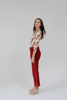 90s Red Suede Pants- Leather, La Redoute, Pants Bootcut, Suede Pants, Soft Red, Vintage Hippie, 60s Dress, Womens Pants, 70s Dress, Pastel Yellow, Red Suede