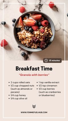 Start your day with a healthy, energy-boosting breakfast! This delicious bowl with granola, nuts, berries, and honey offers the perfect blend of fiber, protein, antioxidants, and natural sweetness. Eating a nutritious breakfast helps kickstart metabolism, enhances focus, and maintains energy levels throughout the morning. Embrace your healthiest mornings yet! #HealthyBreakfast #GranolaBowl #NutrientRich #BreakfastBenefits #BerryGoodness #EnergyBoostingMeals #MorningNutrition #FiberRich #BreakfastIdeas #HealthyHabits #NaturalSweetness #BalancedEating Try this energizing breakfast combo and see how it powers your day! Leave a comment below with your breakfast favorites! Kickstart Metabolism, Overnight Oats Recipe Easy, Breakfast Alternatives, Liquid Meals, Breakfast Favorites, Energizing Breakfast, Overnight Oats Recipes, Easy Overnight Oats, High Protein Breakfast