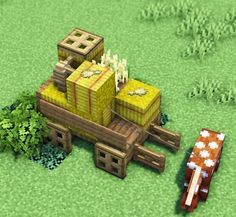 an image of a minecraft train with boxes on it