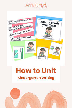 the children's book how to unit is written in orange and pink with pictures of kids