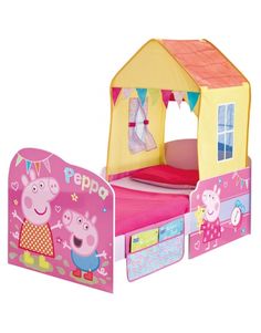 peppa's bed with tent and storage bins