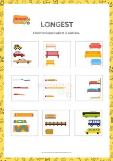 the longest worksheet is filled with different types of vehicles and transportation items