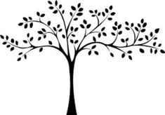 a black and white silhouette of a tree with leaves on it's branches, in the shape of a heart