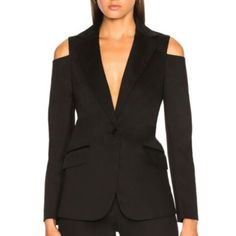 Can Be Worn For Day Or Sexy Top For Night. Never Worn. Size Xs. Designer Spring Blazer For Night Out, Designer Blazer For Night Out In Spring, Designer Fitted Blazer For Night Out, Frame Denim, Black Denim, Blazer Suit, Cold Shoulder, Suit Jacket, Jackets & Coats