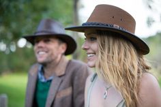 Laughter in a friendship required. Having matching outback leather hats is simply epic ! Australian Hat, Bohemian Hats, Pop Back, Waterproof Hat, Outback Hat, Canvas Hat, Handmade Hats, Safari Hat, Leather Hat