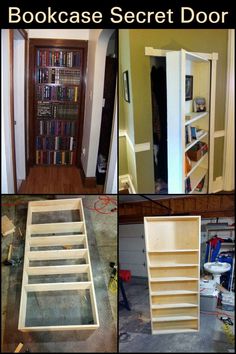 the bookcase secret door is open and ready to be installed