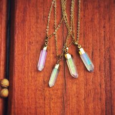 An Undeniably Eye Catching Angel Aura Quartz Dipped In 18k Gold Adorn A 24k Gold Plated 18 Or 20 Inch Cable Chain Of Your Choice Necklace For Neckline, Necklaces With Meaning, Clear Quartz Necklace, Angel Aura Quartz, Necklace For Girlfriend, Angel Aura, Rainbow Crystal, Women's Jewelry And Accessories, Aura Quartz