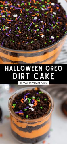 halloween oreo dirt cake with sprinkles on top