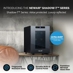 an advertisement for the newair shadow - t series air purificater