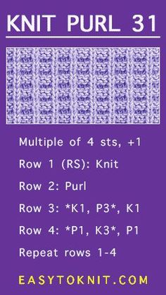 the knitting pattern for knit purl 31