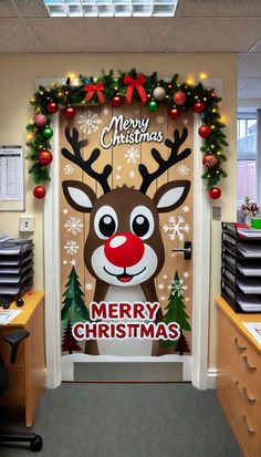 "A vibrant Christmas market with vendors and shoppers laughing and chatting, filled with holiday spirit." Christmas Office Door Decorations, Office Door Decorating Ideas, Christmas Office Door, Door Decorating Ideas, Christmas Doors, Classroom Christmas Decorations