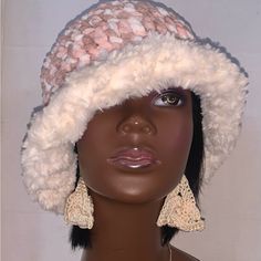 7” Inches / Circumference Of 23 Inches/ Crown Height 4 Inches /Brim 2” Acrylic Yarn Crochethat Pink Brimmed Bucket Hat For Winter, Trendy Pink Acrylic Hats, Winter Pink Bucket Hat, One Size, Trendy Brimmed Crochet Hat For Winter, Cream Crochet Hat For Winter, Cream Crochet Hat For Winter, One Size, Cream Winter Crochet Hat One Size, Trendy One-size Crochet Hat, Pink Acrylic Hats For Winter