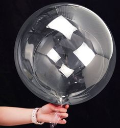 a person holding a large clear object in their hand