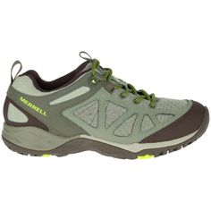 men's merrella hiking shoe in grey and green