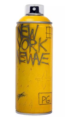 a spray paint can with graffiti on it