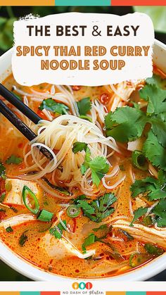 Spicy Thai Red Curry Noodle Soup Easy Thai Red Curry, Thai Red Curry Noodle Soup, Thai Soup Recipes, Thai Curry Soup, Chicken Rice Noodles, Thai Noodle Soups, Red Curry Noodle Soup, Curry Noodle Soup, Asian Soup Recipes