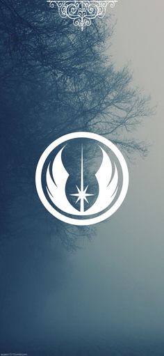 the star wars logo is shown on a dark background with trees in the foreground