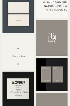 several different types of business cards with black and white designs