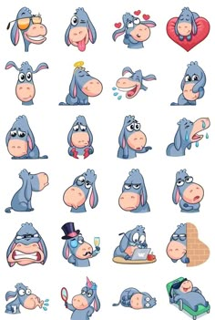 various cartoon animals with different expressions