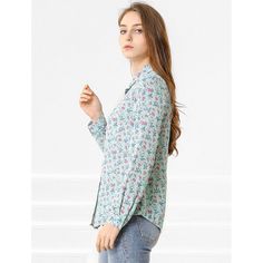 Let your wardrobe blossom with this graceful floral shirt. Whether you're in the office or out on town, this ditsy floral-printed shirt is perfect for any occasion. Wear this shirt out for a breezy look. Pair it with skirts or skinny jeans and high-heeled sandals to finish your look. The graceful floral print makes this blouse a lovely addition to your weekend wardrobe. Laura Ashley Patterns, Feminine Shirts, Eyelet Blouse, Weekend Wardrobe, Womens Clothing Sizes, Linen Women, Guys And Girls, Floral Shirt, Shop Blouses