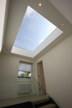 the skylight above the stairs is very bright