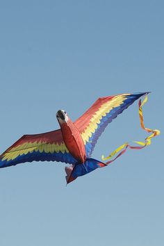 a colorful bird kite flying in the sky