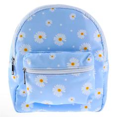 **New** Color: Light Blue W/Daisies Product Features Zipper Closure 1 Pocket 9.4" X 7.8" X 3.45" Fabric & Care Cotton, Polyester Color Light Blue, Mini Backpack, Mini Books, Blue Fashion, Color Light, Fabric Care, Product Features, New Color, Daisy