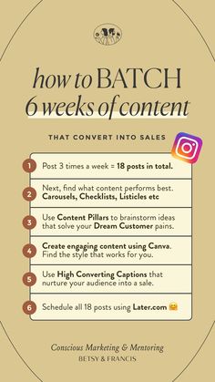 How To BATCH 6 Weeks of High Converting Instagram Content. Marketing Tips for Small Business Content Ideas For Small Business Owners, How To Advertise Your Business On Instagram, Small Business Weekly Schedule, Ig Feed Ideas For Business, Small Business Discount Ideas, Advertising For Small Business, Introducing Business On Instagram, Tips For Business Owners, Digital Marketing Business Plan