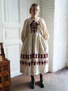 Fall Dresses With Geometric Embroidery, Traditional Embroidered A-line Dress, Fall Long Sleeve Dresses With Geometric Embroidery, Traditional Long Sleeve Embroidered Midi Dress, Traditional Embroidered Long Sleeve Midi Dress, Folk Style Long Sleeve Dress With Geometric Embroidery, Folk Style Embroidered Midi Dress, Folk Style Embroidered Dress For Fall, Embroidered Folk Dress For Fall