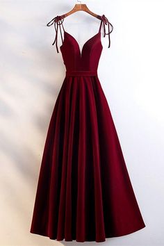 Gorgeous Sweetheart Spaghetti Straps Corset Red Velvet Long A Line Prom Evening Dress Prom Dress Black, Evening Dress Long, Velvet Party Dress, Prom Dresses With Pockets, A Line Prom Dresses, Long A, Dress Picture, Long Prom Dress, Evening Dresses Prom