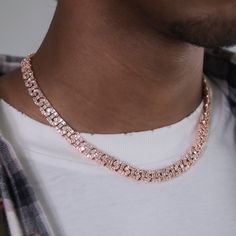 Introducing the Baguette Chain Link Necklace, now in 14k Rose Gold! This GLD exclusive features iced out interlocked links with baguette hand-set stones and finished with our signature GLD clasp. Whether you're dressing up for a special event or simply adding to your everyday look, this piece is sure to leave a lasting impression. Pair it with the Baguette Chain Link Bracelet in Rose Gold to complete the matching set! This product is guaranteed for life – GLD will repair or replace the item shou Baguette Chain, Vermeil Jewelry, Custom Earrings, Drop Necklace, Pendant Bracelet, Chain Link Necklace, Link Necklace, Chain Pendants, Chain Link Bracelet