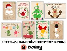 christmas handprint foot prints bundle 8 designs