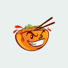 an orange with chop sticks sticking out of it's mouth