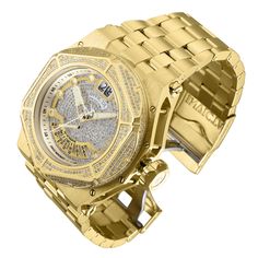 This impressive Invicta Carbon Hawk watch features a Quartz movement as well as 3.843 carats of real diamonds, all in a solid gold, white case. Its gold, silver, white, metal, pave dial is enclosed by a highly protective Flame Fusion Crystal. This watch is finished by a strong gold, stainless steel band, and it offers 200m water resistance.From Invicta's founding more than a century ago to the present day, innovation and excellence have been at the core of each era and collection throughout the Diamond Chronograph Watch With Round Dial, Formal Diamond Chronograph Watch, Luxury Diamond Automatic Watches, Luxury Diamond Chronograph Watch With Metal Dial, Luxury Diamond Chronograph Watch For Formal Events, Yellow Gold Diamond Watch With Subdials, Yellow Gold Diamond Watch With Skeleton Dial, Luxury Diamond Watch With Chronograph, Luxury Chronograph Watch In Yellow Gold With Metal Dial