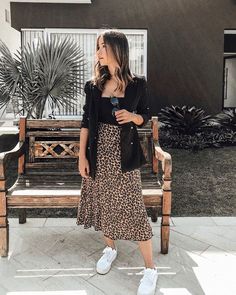 Leopard Print Skirt, Office Outfits Women, Stylish Skirts, Leopard Print Dress, Print Skirt, Business Casual Outfits, Black Blazer