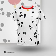 Be the cutest pup out there this Halloween! This exclusive Animal World design is printed on a high-quality white, polyester adult t-shirt, featuring all-over dalmatian spots and a red collar. The dye sublimation printing process creates slight imperfections that are unique to each garment. White Crew Neck Top With Dog Print, White Short Sleeve Tops With Dog Print, White Short Sleeve T-shirt With Dog Print, Dog Dalmatian, Dalmatian Costume, Dalmatian Spots, World Design, Animal World, Old Glory