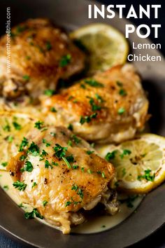 the instant pot lemon chicken is ready to be cooked in the oven and served on a plate