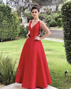 Long Cheap Red Satin V-neck Bridesmaid Dresses – alinanova Satin V-neck Gown With Sweep Train, Satin V-neck Evening Dress With Sweep Train, Party Satin Dress With V-neck And Sweep Train, Satin V-neck Gown For Prom, V-neck Satin Gown For Prom, Formal Satin V-neck Ball Gown, Formal Satin Ball Gown With V-neck, Satin V-neck Dress With Sweep Train, V-neck Satin Finish Gown For Party