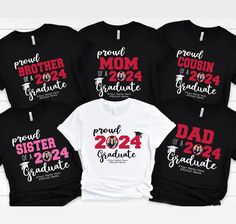 four shirts with the words proud to graduate, proud to graduate and proud to graduate