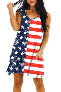 PRICES MAY VARY. July 4th Dress Features - This Summer Dress Features V-Neck, Sleeveless, and American Flag Printed Design, with Stars And Stripes Pattern, Show Your Patriotism. July 4th Dress Occasions - This Sundress is Great for Daily Wear, Summer Beach Wear, 4th of July, Independence Day, American Themed Party, Memorial Day. July 4th Dress - These Swing Dresses Are Comfy Enough to Wear Around the House and Appropriate for Office Work. Ideal Gift for Your Girlfriend, Mother, Daughter. July 4t Summer Tank Dress, Dresses With Pockets, Summer Floral, Beach Dress, July 4th, Tank Dress, American Flag, 4th Of July, Flag