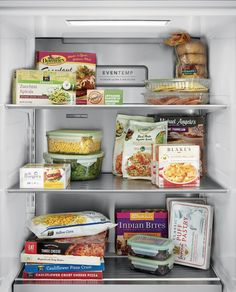 an open refrigerator filled with lots of food