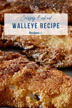 crispy baked walleye recipe with text overlay