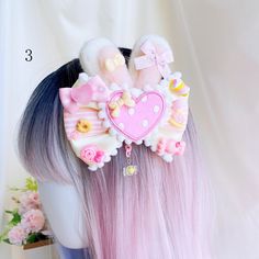 This price is for a badge only, others are not included. Decora Hair Accessories, Vtuber Accessories, Cute Accessories Kawaii, Kawaii Finds, Decora Hair, Decora Aesthetic, Bunny Accessories, Crepe Suzette, Magical Girl Outfit